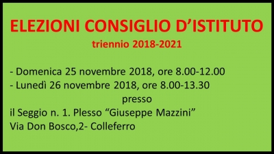 ELEZIONI CONSIGLIO D'ISTITUTO TRIENNIO 2018/2021