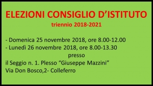 ELEZIONI CONSIGLIO D'ISTITUTO TRIENNIO 2018/2021